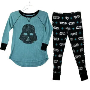 Star Wars Darth Vader Womens XS Teal Black Waffle Knit Sleep Set Lounge 5th Sun